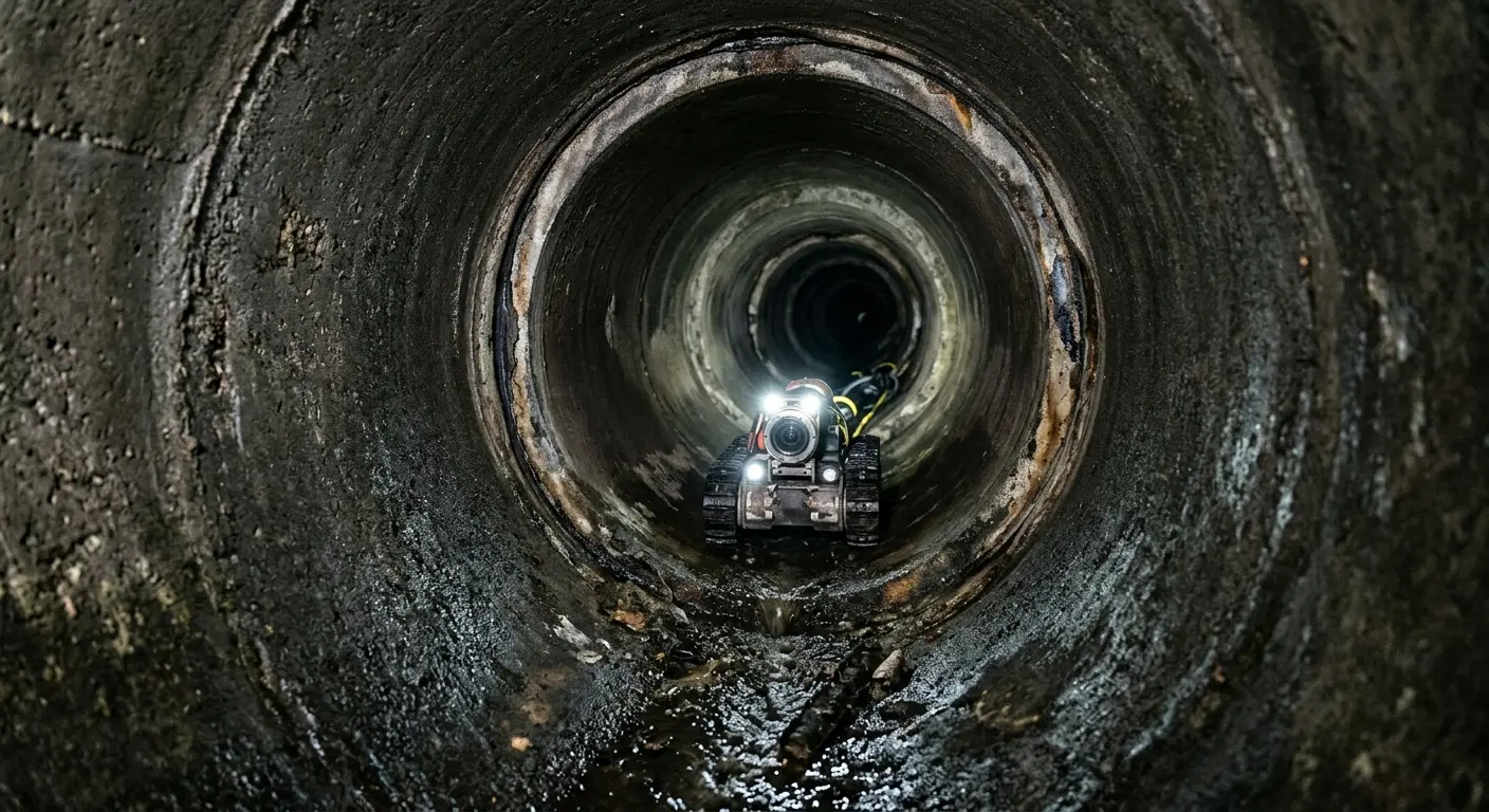 Robotic sewer camera inspecting pipe interior for Sewer Line Repair in Hidden Valley